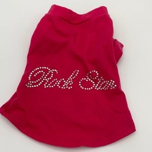 Hot pink dog rhinestoned “rock star” dog shirt